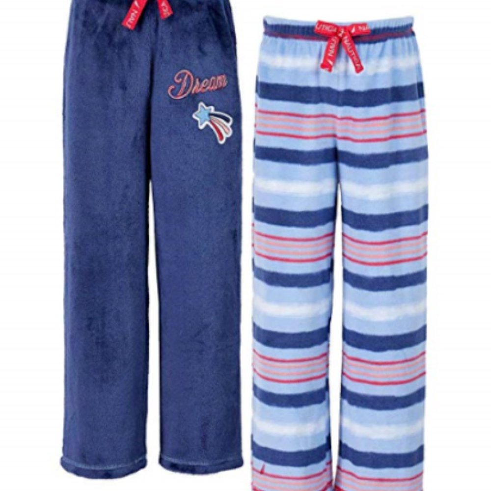 Nautica Girl's 2-Pack Plush Lounge Pants Navy/Blue